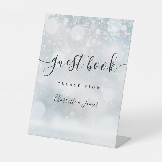 Winter Black handtekening script gastboek Reclamebord Met Voetstuk (Voorkant)