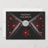 Winter Black & Red Snowflake Wedding Invitations Kaart (Voorkant)