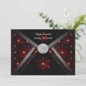Winter Black & Red Snowflake Wedding Invitations Kaart (Staand voorkant)