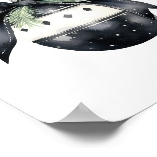 Winter Black White Christmas Party Welkomstbord Poster (Hoek)