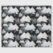 Winter Black White Mountain Deer Pine Waterverf Cadeaupapier (Vlak)
