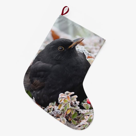 Winter Blackbird Grote Kerstsok (Voorkant (Hangend))