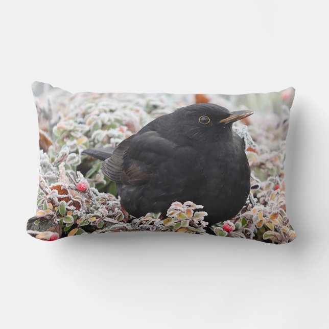 Winter Blackbird Kussen (Voorkant)