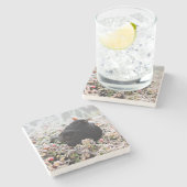 Winter Blackbird Stenen Onderzetter (Zijkant)