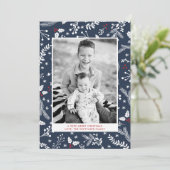 Winter Blau Bessen Kerstvakantie Plat Kaart (Staand voorkant)