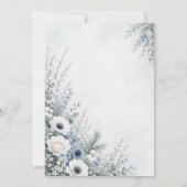 Winter Blau Bloem Bruiloft Kaart (Achterkant)