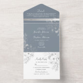 Winter Blau Bloemen Bruiloft All In One Uitnodiging (Binnen)