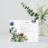 Winter Blau Distel Eucalyptus Trouw Wonderland Briefkaart (Staand voorkant)