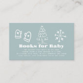 Winter Blau Handgetekende Baby Shower Boek Verzoek Informatiekaartje (Voorkant)