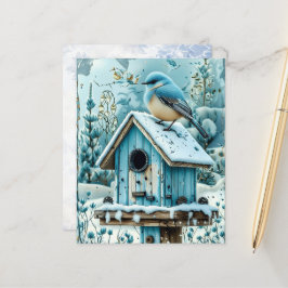Winter Blau Kerst Robin Scrapbook Papier