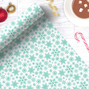 Winter Blau Kerst Sneeuwvlokken Patroon Cadeaupapier