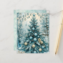 Winter Blau Kerstboom Scrapbook Papier