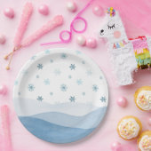 Winter Blau Sneeuwvlok Papieren Bord (Feest)