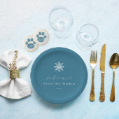 Winter Blauw 15e verjaardag Quinceañera Sneeuwvlok Papieren Bordje