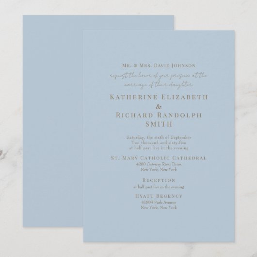 Winter Blauw 2 Zalen Huwelijksuitnodiging Kaart (Voorkant / Achterkant)