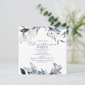 Winter Blauw Aquarel | Kerstvakantie Feestje Kaart (Staand voorkant)