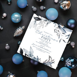 Winter Blauw Aquarel | Kerstvakantiefeest Kaart