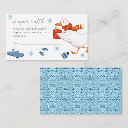 Winter Blauw Avontuur Luier Raffle Baby shower Informatiekaartje (Voorkant / Achterkant)