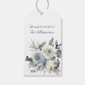 Winter Blauw Boeket Vakantie Cadeaulabel (Voorkant)