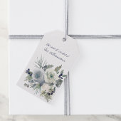 Winter Blauw Boeket Vakantie Cadeaulabel