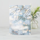 Winter Blauw Bohke Kerstboom Feestelijke bruiloft Kaart (Staand voorkant)