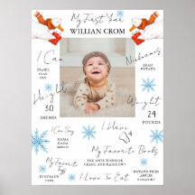 Winter Blauw Eerste Jaar Eerste Verjaardag Milesto