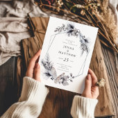Winter Blauw Elegant Foliage Bruiloft Uitnodiging
