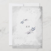 Winter Blauw Elegante Waterverf Bladerdak bruiloft Kaart (Achterkant)