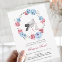 Winter Blauw en Blush Pink Floral Baby shower