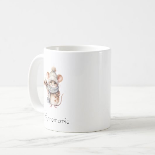 Winter Blauw en Tan Waterverf Muis Mok (Voorkant links)