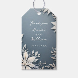 Winter blauw en wit bruiloft dank u cadeaulabel