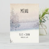 Winter blauw en wit bruiloft menu (Staand voorkant)