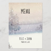 Winter blauw en wit bruiloft menu (Voorkant)