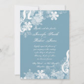 Winter Blauw en Wit Sneeuwvlok Bruiloft Uitnodigin Kaart (Voorkant)
