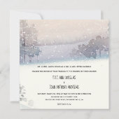 Winter Blauw en Witte Bruiloft Kaart (Achterkant)