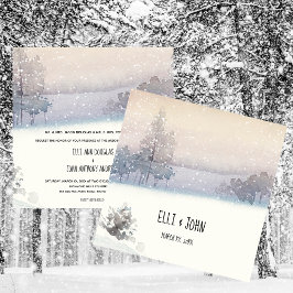 Winter Blauw en Witte Bruiloft Kaart