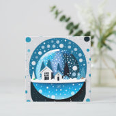 Winter Blauw en Witte Kerstvakantie Trouwdag Bedankkaart (Staand voorkant)