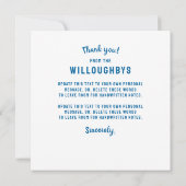 Winter Blauw en Witte Kerstvakantie Trouwdag Bedankkaart (Achterkant)