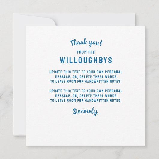 Winter Blauw en Witte Kerstvakantie Trouwdag Bedankkaart (Achterkant)