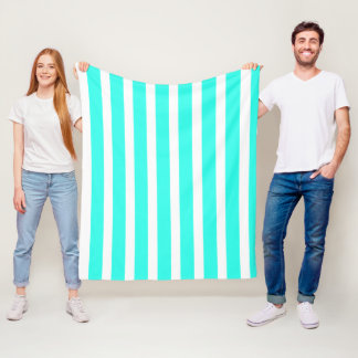 Winter Blauw en Witte Strepen  Fleece Deken