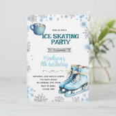 Winter blauw en zilver schaatsuitnodiging kaart (Staand voorkant)