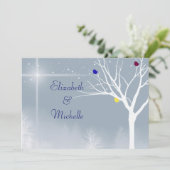 Winter Blauw Gay/Lesbisch Custom Bruiloft Uitnodig Kaart (Staand voorkant)