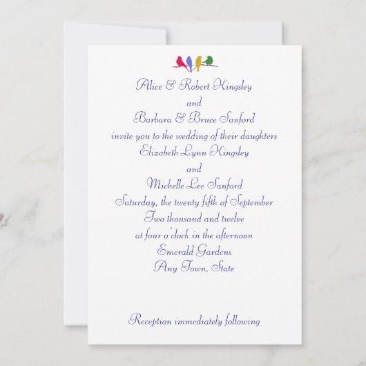 Winter Blauw Gay/Lesbisch Custom Bruiloft Uitnodig Kaart (Achterkant)