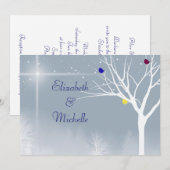 Winter Blauw Gay/Lesbisch Custom Bruiloft Uitnodig Kaart (Voorkant / Achterkant)