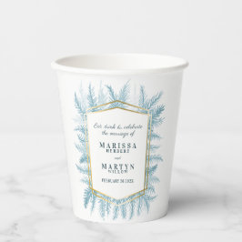 Winter blauw groenblijvend gebladerte waterverf br papieren bekers