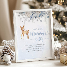Winter blauw hert hoe groot is mama's buik spel poster