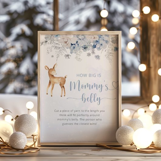 Winter blauw hert hoe groot is mama's buik spel poster