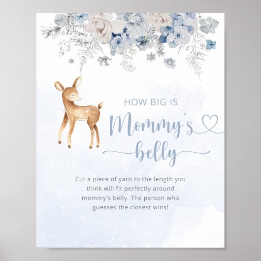 Winter blauw hert hoe groot is mama's buik spel poster (Voorkant)