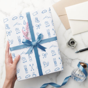 Winter Blauw Jongen Ski Je Binnenkort Baby Shower Cadeaupapier
