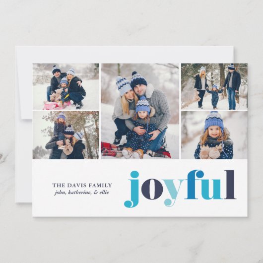 Winter Blauw "Joyful" Galerij van 5 Foto's Feestel Feestdagenkaart (Voorkant)